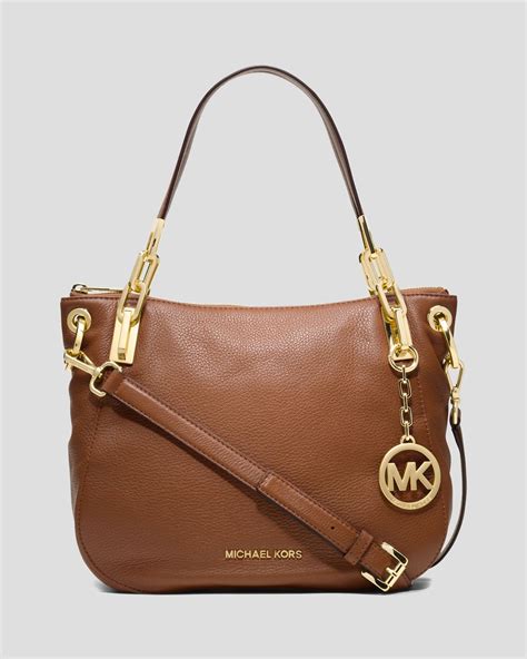 michael kors brown leather tote|michael kors brown shoulder bag.